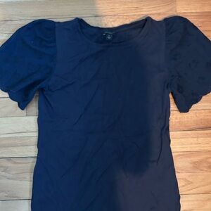 Ann Taylor Navy Eyelet Short Sleeve Too
